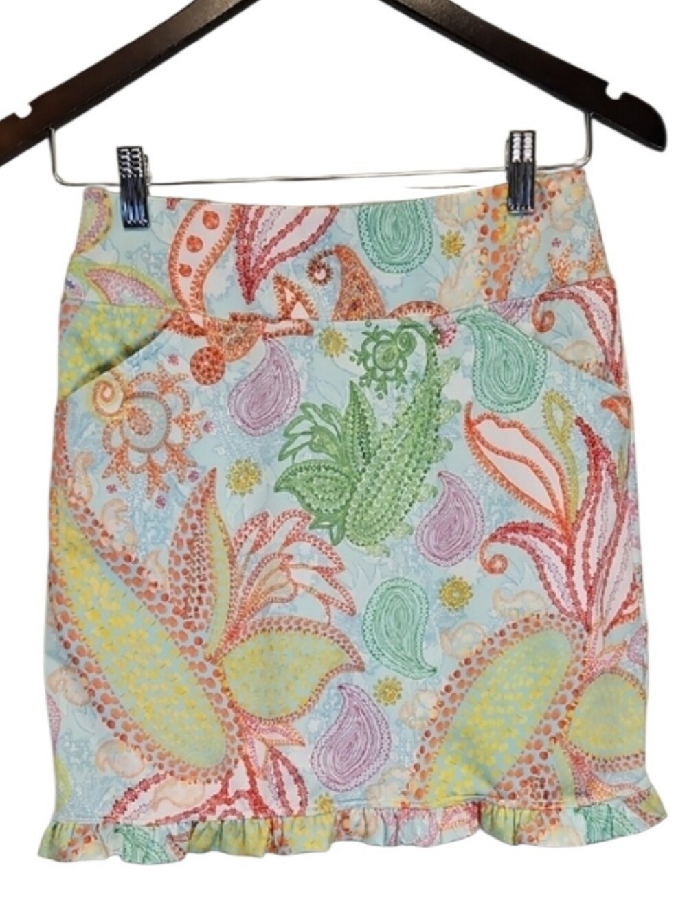 Jean-Pierre Klifa Paris Paisley Ruffle Hem Women's Skort, Size XS